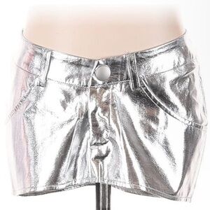 Shiny Silver Mini Skirt